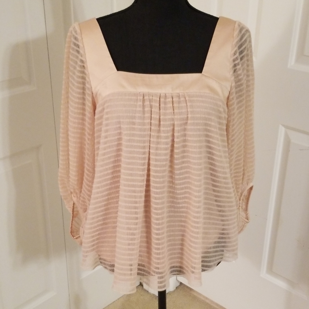 ☆ Anthropologie ☆ Light Pink Square Neck Top Small